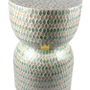 Table basse en forme de goutte d'eau avec motif en mosaïque de coquillages Capiz, tabouret décoratif, mobilier moderne pour salon, fait à la main - Product Image 4