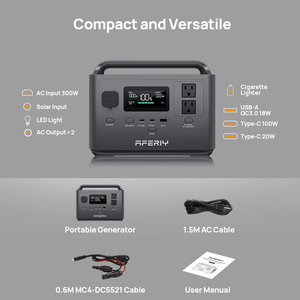 สถานีไฟฟ้าพกพา AFERIY AF-P040 กำลังไฟ AC 400W ความจุ 256WH 6 พอร์ต สำหรับใช้งานกลางแจ้ง บ้าน ฉุกเฉิน และเป็นแหล่งจ่ายไฟสำรอง - Product Image 1