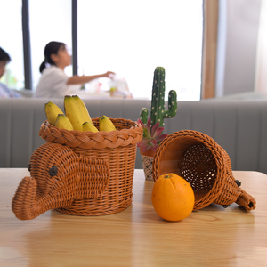 Sac à main de loisirs fait main personnalisé panier en rotin en plastique en forme d'éléphant d'animaux pour la décoration de stockage - Product Image 5