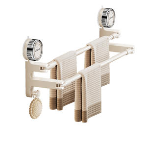 Blue Vine Toallero de succión de pared plegable, 5.5Cm 10.5Cm 11.5Cm, estante de almacenamiento para baño con barra simple o doble - Product Image 5