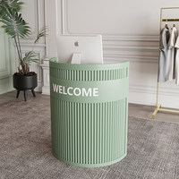 Comptoir de réception minimaliste en métal courbé avec tiroirs pour magasins de vêtements, hôtels et centres commerciaux (usage commercial)