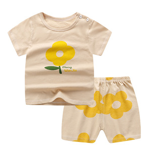 Conjunto de Dos Piezas de Manga Corta para Niños Unisex de Otoño, Transpirable y Cómodo, 100% Algodón, Ropa para Bebés - Product Image 4