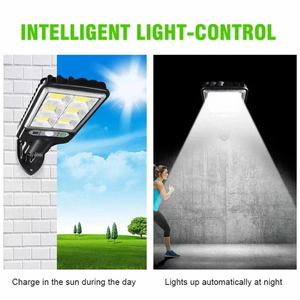 Lampe solaire avec 3 modes d'éclairage, étanche, détecteur de mouvement, sécurité pour jardin, patio, allée, cour, éclairage extérieur FX-SOSG020 solaire - Product Image 2