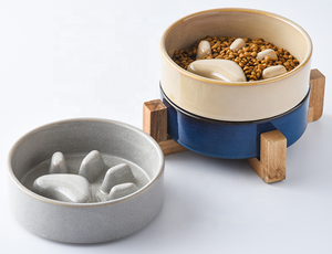 Produk hewan peliharaan penjualan terbaik mangkuk anjing pengumpan lambat 2025 grosir Logo kustom mangkuk anjing kucing anjing tempat makan lambat ditinggikan keramik - Product Image 3