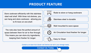 ชั้นวางของติดผนังสแตนเลสสีเงินสำหรับใช้งานเชิงพาณิชย์ - Product Image 4