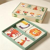 Kartu Pengenalan Gambar Hewan Lucu Custom, Kartu Papan Kertas Keras dengan Sudut Bulat, Set Permainan Kartu untuk Anak-Anak