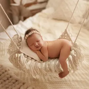 Neugeborene Fotografie im europäischen Stil im neuen Stil Requisiten Babybett schießen hand gewebte Hilfs hängematte