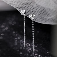 S999 Sterling Silber Feiner Schmuck Blumen-Durchzieher-Ohrringe Minimalistischer Nischen-Großhandel Bijoux Pendientes Ganku