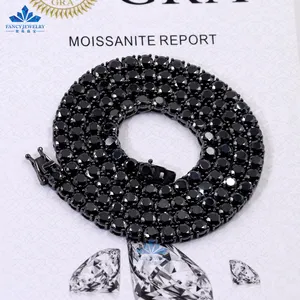 テニスチェーン2mm3mm 4mm 5mm 6.5mmアイスアウトネックレス925スターリングシルバーダイヤモンドブラックモアッサナイトテニスチェーン