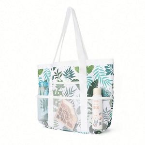 Bolsas de Compras de Malla Azul con Logotipo Personalizado Impreso al por Mayor, Bolsas de Playa de Verano de Nailon Negro para Mujer - Product Image 5