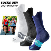 Chaussettes de course à compression Coolmax, chaussettes de sport à coussinets, chaussettes de sport pour hommes, logo écologique sur le bas