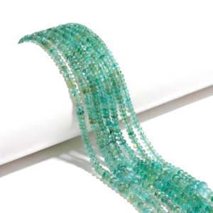 Perles Rondelles d'Émeraude Naturelle du Zambie 3mm 5.5mm, Perles Lisses en Pierre Précieuse d'Émeraude, Fil de 16 Pouces, Vente en Gros de Perles d'Émeraude en Vrac - Product Image 1