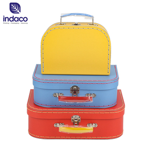 Wholesale Children Used Set Paper Boxes Paper <b>Suitcase</b> Pure Color Small Cardboard <b>Suitcase</b> Gift <b>Box</b> with Handle - Product Image 1