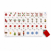 Ensemble de Mahjong américain de luxe à motif flocon de neige, pliable, rouge de Noël, 160 pièces, 1,25 pouces, acrylique double face 4 couches, gravé au laser