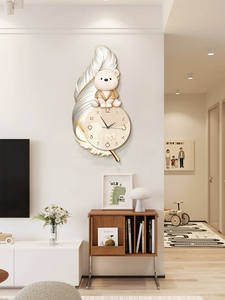 <span class=keywords><strong>Horloge</strong></span> murale analogique style plume <span class=keywords><strong>d</strong></span>'oiseau couleur crème silencieuse pour salon et salle à manger, <span class=keywords><strong>fond</strong></span> de télévision - Product Image 5