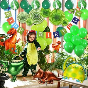 Le tende a ventaglio di carta pompano le bomboniere a tema dinosauro perfette includono i palloncini di dinosauri Set di decorazioni per feste di compleanno di dinosauri - Product Image 6