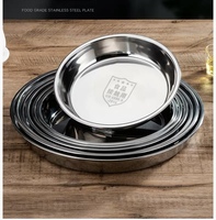 Assiette ronde en acier inoxydable 304, motif moderne, solide, pour bar, service, table basse, fête, usage domestique - Durable, qualité alimentaire
