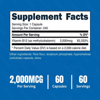 Capsules de Vitamine B12 de Qualité Alimentaire OEM/ODM pour Adultes et Adolescents (Ne convient pas aux nouveau-nés) – 60 Comprimés – Compléments Énergétiques
