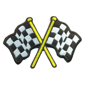 Patchs thermocollants en tissu sergé de course en gros, drapeau à carreaux brodé personnalisé pour concours, chenille pour vêtements et chapeau - Product Image 4