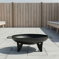 Brasero Moderne Rond d'Extérieur en Acier Corten, Brasero de Jardin, Barbecue, Chauffage au Bois, Multi-usages pour Camping