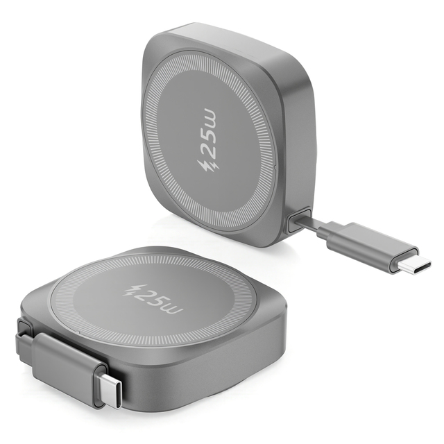 25W Magnetic Charger Stand with 65W Retractable Cable, 2-in-1 Wireless Charging Station for Tablet, iPhone 17/16/15/14/13 Series