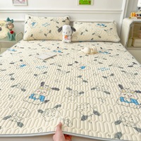 Nouvel été imprimé moderne simplicité respirant glace Latex drap de lit confortable peau amical tapis de refroidissement trois pièces ensemble