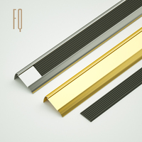 Forme de L PVC Caoutchouc Antidérapant Aluminium Incurvé Bullnose Anti Slip Step Nose Profile Strip Carreaux de Céramique Garniture Métallique Nez d'Escalier