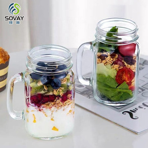 Bán buôn rộng miệng tái sử dụng <span class=keywords><strong>Mason</strong></span> mịn Glass uống Jar với nắp xử lý ống hút 16 oz nước giải khát sử dụng số lượng lớn uống cup chum Mug - Product Image 2