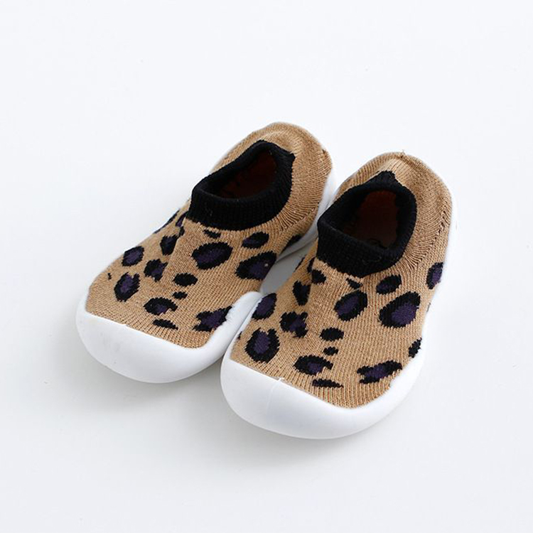 Детские вязаные кожаные ботинки на мягкой подошве, зимние теплые ботинки для малышей для дома