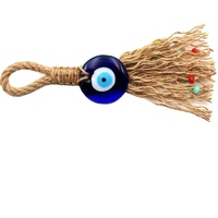 Pendentif en corde de chanvre fait à la main avec un œil maléfique, charme bleu porte-bonheur turc pour la décoration de la maison, de la chambre à coucher, du salon, cadeau mural G2AB