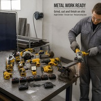Ensemble d'outils électriques sans fil : perceuse-visseuse, meuleuse d'angle, scie circulaire, scie sauteuse, kit d'éclairage de travail LED pour la menuiserie et le travail des métaux