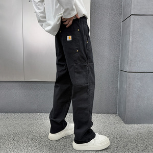 AG <strong>Men's</strong> Heavyweight Woolen Fabric Smart Casual Carpenter <strong>Jeans</strong> Flat Front Pleat Mid Waist <strong>Drawstring</strong> Closure Double Knee Design - Product Image 3