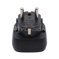 Adaptateur Schuko vers prise britannique type F vers G YD-71SA 16A 250V avec obturateur de sécurité enfant CE BS8546 PC+Cuivre Noir/Blanc