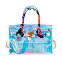 Sac à main asymétrique en PVC pour femmes, sacoche de plage à la mode, pochette transparente, asymétrique, nouvelle collection