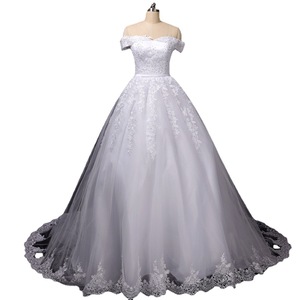 Off The Shoulder <b>Lace</b> Wedding Dress Ball Gown Natural Waist Sweetheart Neckline <b>White</b> Vintage Bridal Gown - Product Image 5