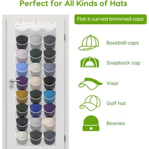 Hat Organizer 27 Pockets Over The Door Clear Pockets For Baseball Caps Storage Hanging Closet Organizer - Product Image 4