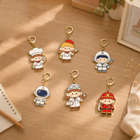 Porte-clés en émail personnalisé, série Vie Professionnelle Mignonne, boîte surprise, dessin animé, porte-clés en métal plaqué or avec boîte, cadeau souvenir pour étudiant