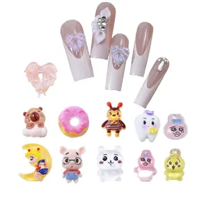 Cute Cartoon Macaron Girl Heart Angel Love Wing Donut Bee Teeth Tooth Cup Glasses Pig Doctor Cat Bow Resin Mixed Nail Charms