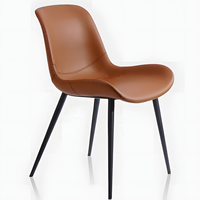 Chaise de salle à manger rembourrée moderne, chaise d'appoint à dossier haut, siège en cuir, pieds en métal pour café, hôtel, cuisine