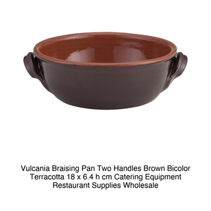 Vulcania Braising <b>Pan</b> Two Handles Brown Bicolor Terracotta 18 x 6.4 h cm Catering Equipment Restaurant Supplies Wholesale - Product Image 2