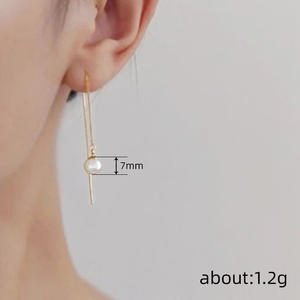 Pendientes de Oro E3843 con Perla Cultivada Redonda AAA de 17 cm, Joyería Clásica Chapada en Oro para Mujer - Product Image 6