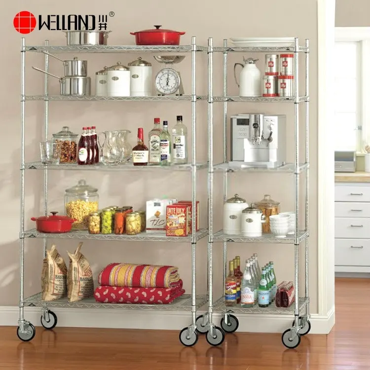 NSF Hotel And Restaurant Steel Kitchen Catering Wire Shelf Wheel Suppliers