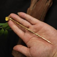 Épingle à Cheveux Polyvalente en Métal, Outil à Thé, Longue Poignée, Écologique, Exquise, Inspirée de la Nature, Cadeau pour Femme, Finition Antique, Cuivre Massif