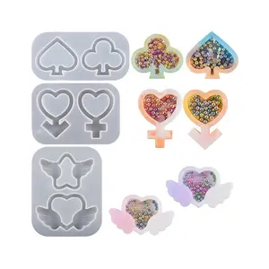 2pcs 3D Heart Silicone Molds for Epoxy Resin Small Mirror Heart