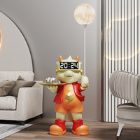 Lámpara de Luna Multifuncional con Reloj Digital y Bandeja, Diseño Dragón Pintado a Mano, Estilo Streetwear, Precio de Fábrica Económico para Año Nuevo