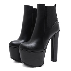 Nouvelles Bottes Femme Tout-Terrain à Talons Hauts 2025 – Bottes Épaisses en Tissu Élastique à Talon de 16 cm et Semelle Épaisse - Product Image 6