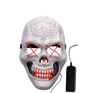 MÁSCARA DE CALAVARDA DE PLÁSTICO CON DECORACIÓN DE LUZ LED ROJA - Product Image 1
