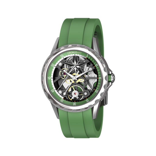 41MM Luxury Men's  Automatic Mechanical Watches, 316L Stainless Steel case Rubber  Strap Transparent Base OEM Watches