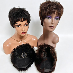 Promotion 9.5$ Letsfly Silk Base Lace Short <b>Wigs</b> New Style Natural Human Hair Wholesales Virgin Hair Pixie Cut <b>Wigs</b> - Product Image 1