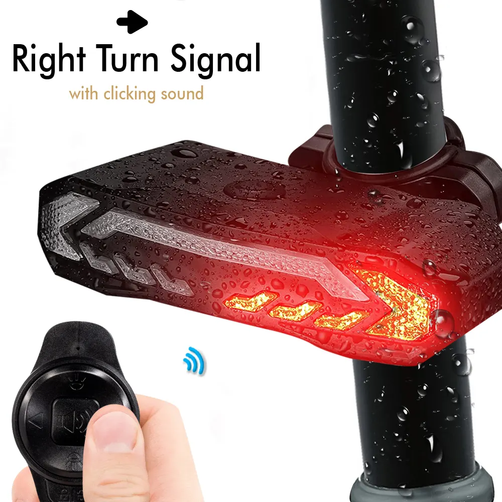 good selling waterproof bike alarm tail light with remote rechargeable remote control bicycle taillight taillights bicycles